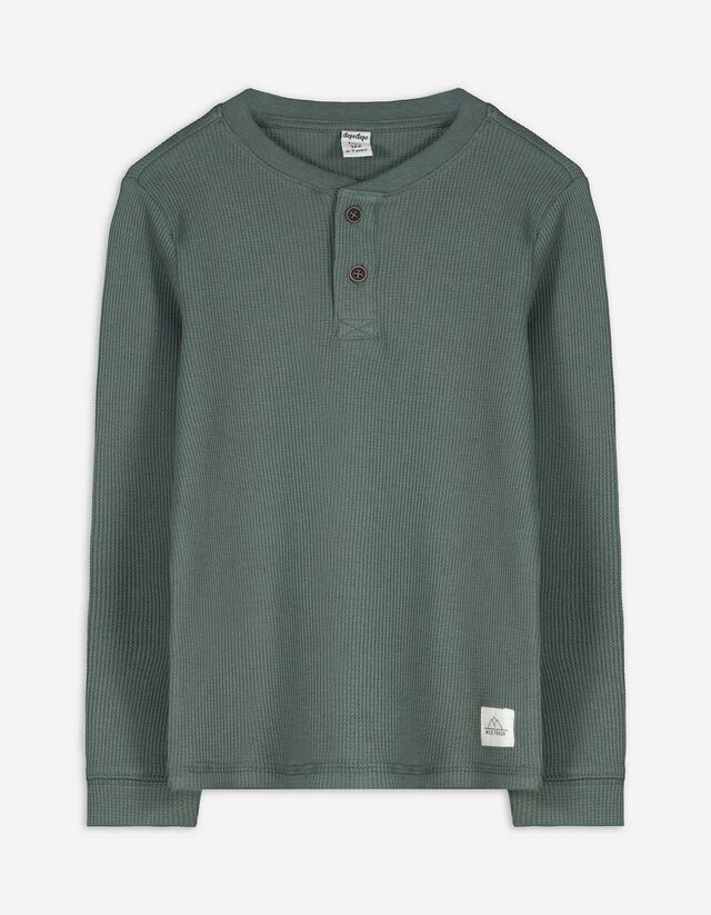 Hosszú ujjú felső - Henley nyakkivágás - sotetkek