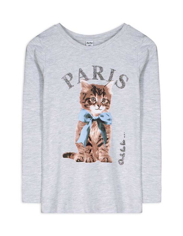 Hosszú ujjú felső - Pamut - vilagos szurke