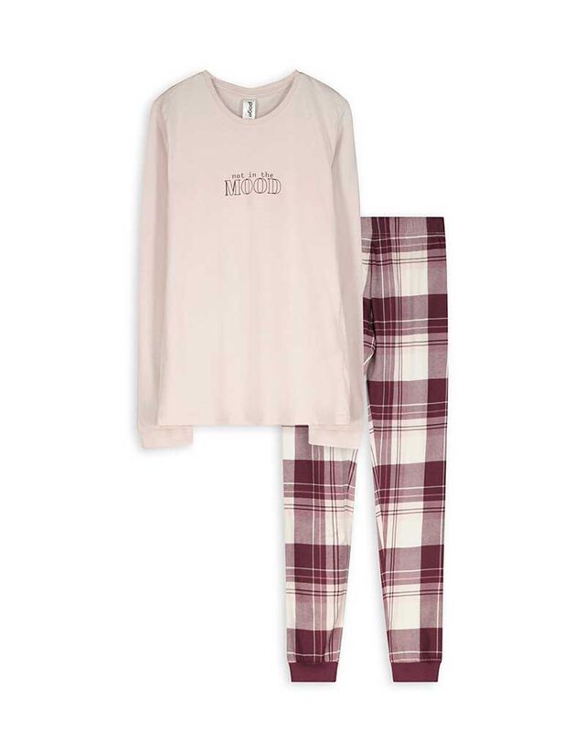 Felsőből és nadrágból álló pizsama szett - Elszórt nyomott minta - bronz