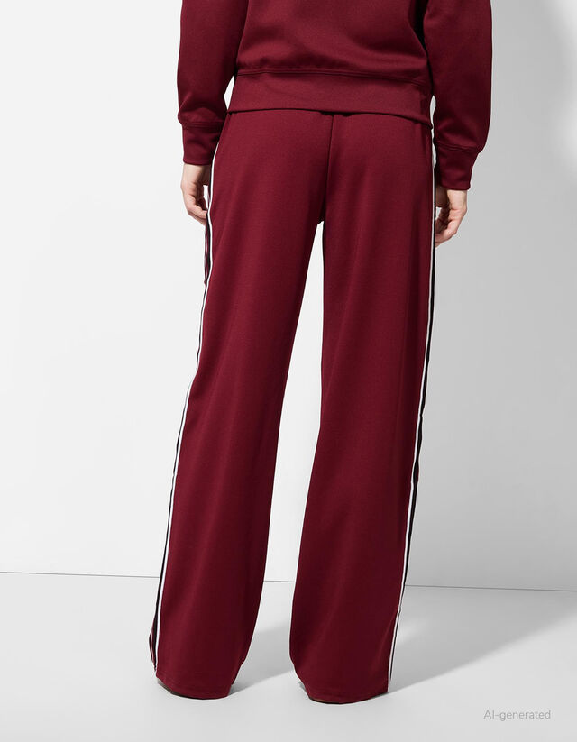 Bő nadrág - Oldalcsíkos - mélyvörös