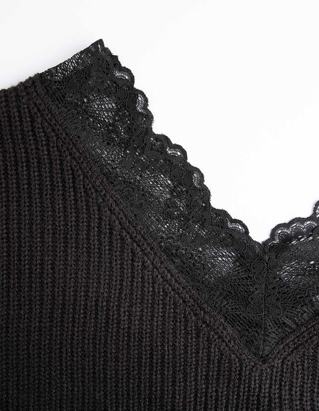 Pulóver - Csipkerátéttel - zöld