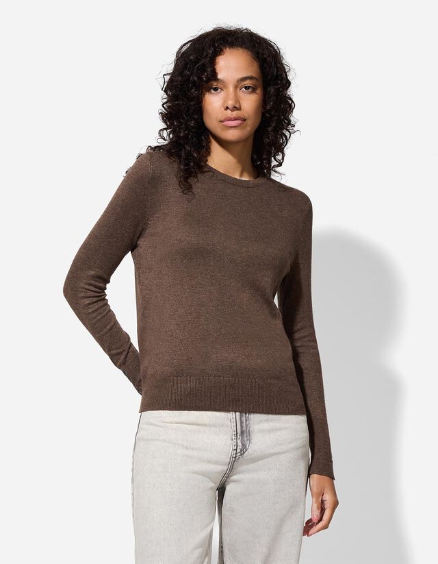 Pulóver - Díszgombokkal - sotetlila