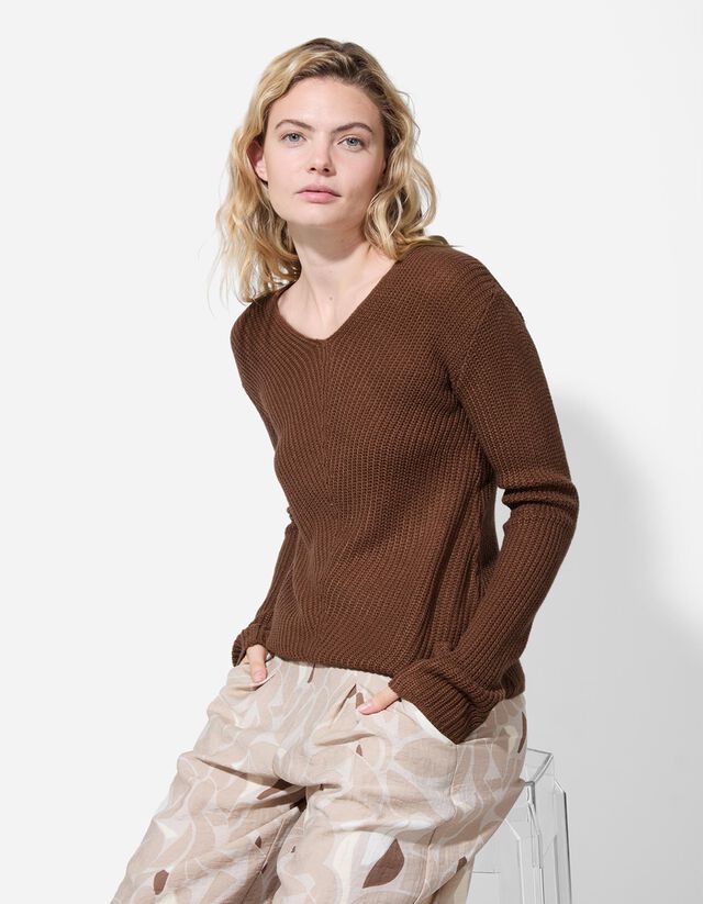 Pulóver - Egyszínű - barna