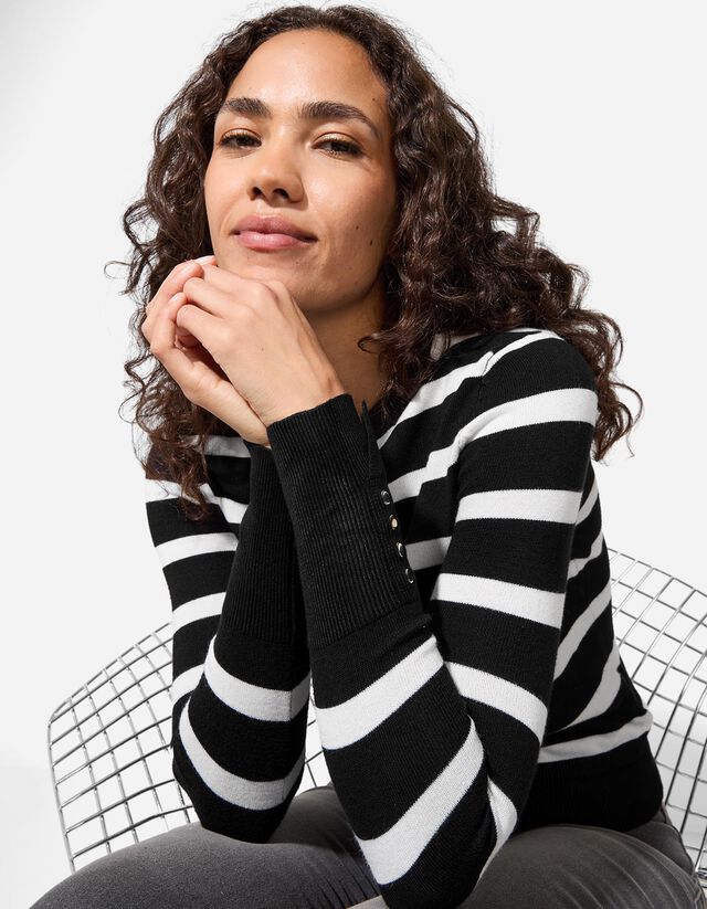 Pulóver - Díszgombokkal - feher