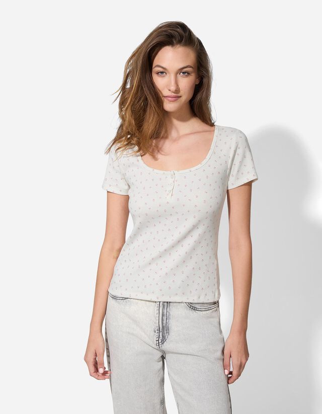 Póló - Bordázott - feher