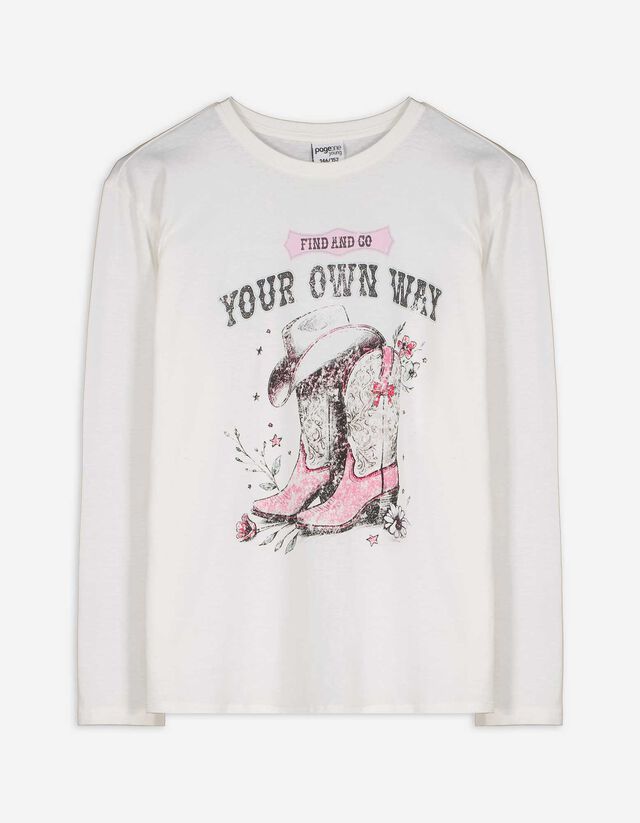 Hosszú ujjú felső - Elülső nyomtatás - pink