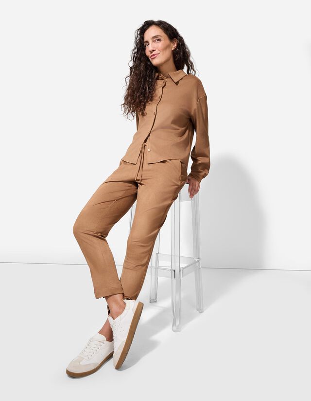 Nadrág - Velúr utánzat - sötétbarna