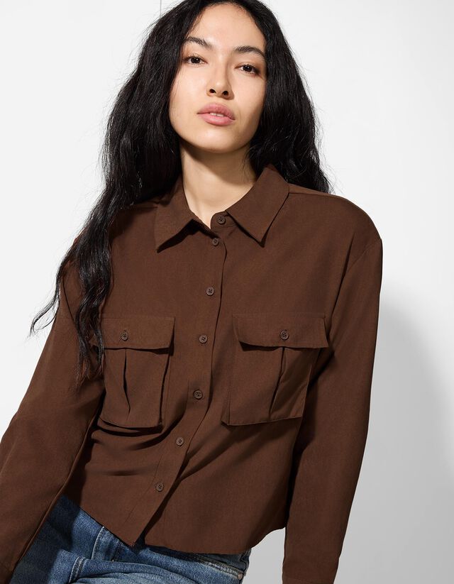 Blúz - poliészter - világos barna