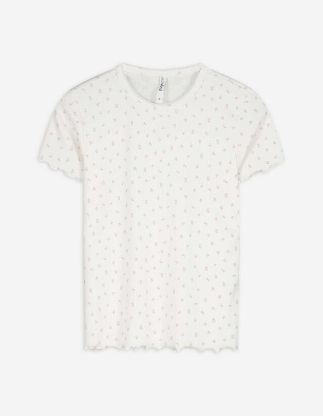 Póló - Fodros szegéssel - feher