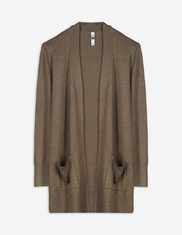 Hosszított kardigán - Foltzsebek - fekete