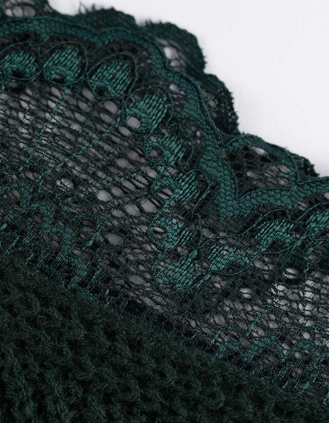 Pulóver - Csipkerátéttel - zöld