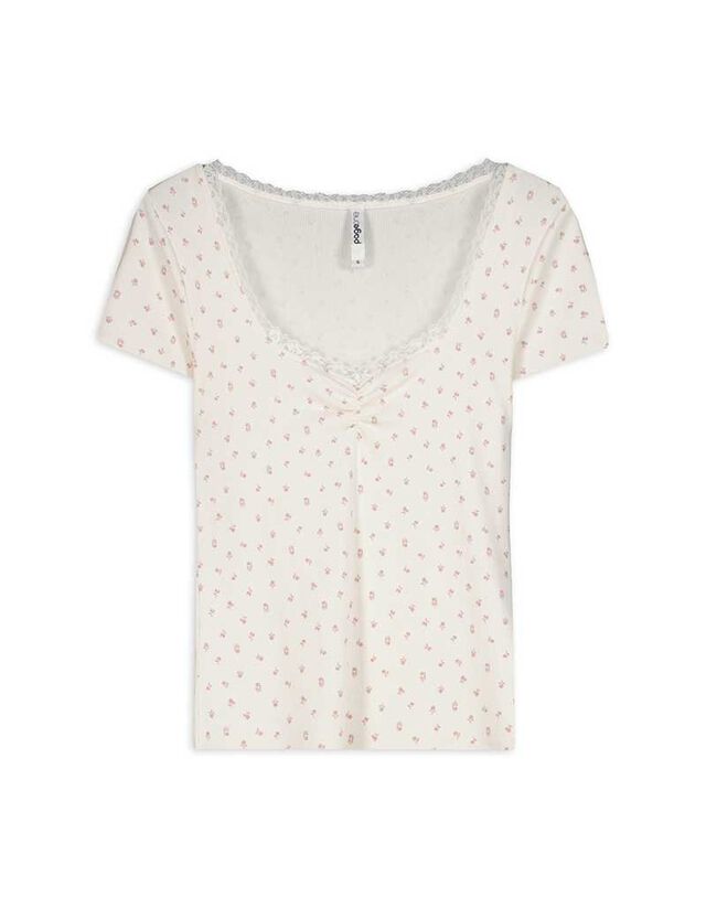 Póló - Csipkerátéttel - feher