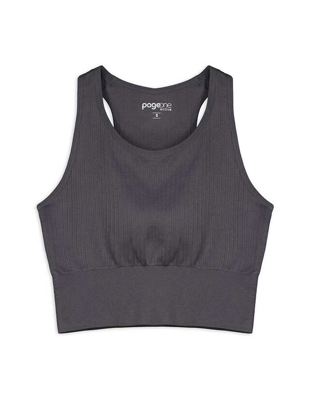 Rövid top - Bordázott - fekete