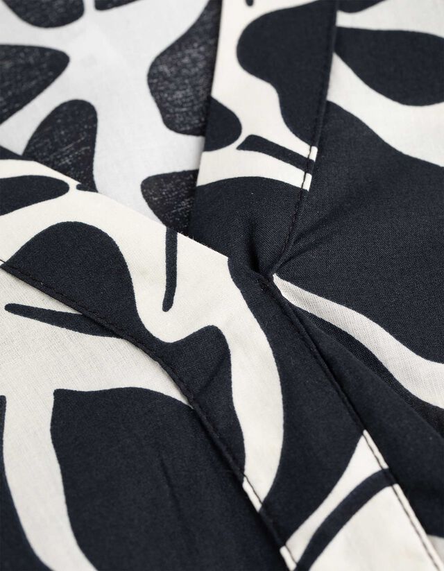 A-vonalú ruha - Virágmintás - fekete