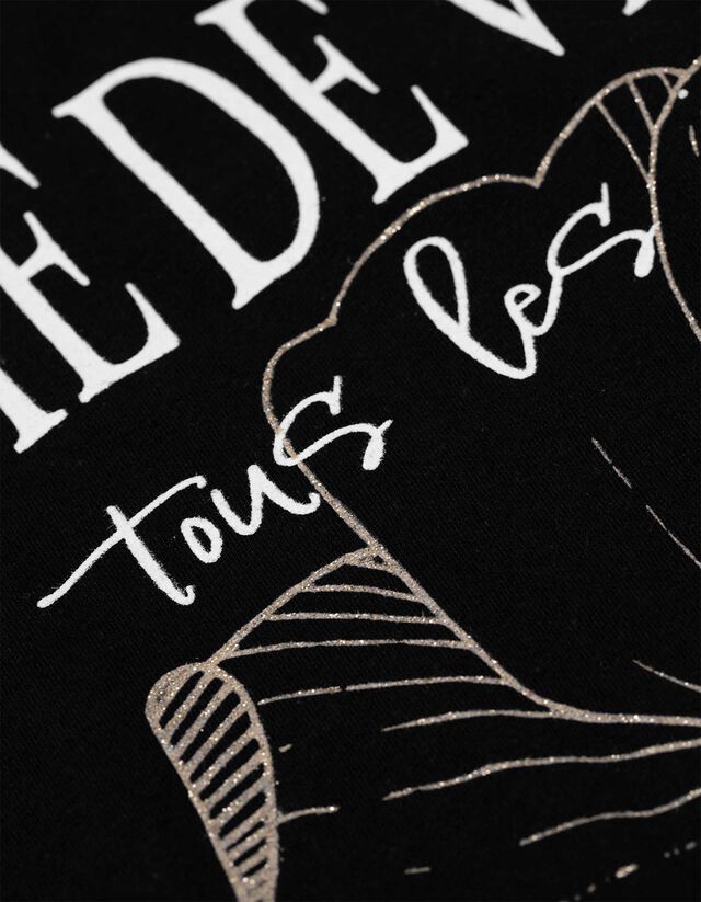 Póló - Csillámos nyomott minta - feher