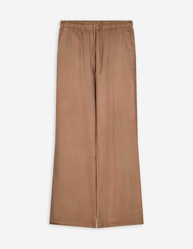 Szabadidőnadrág - Velúr utánzat - barna