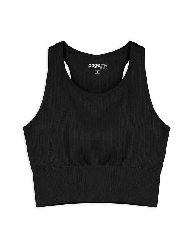 Rövid top - Bordázott - fekete