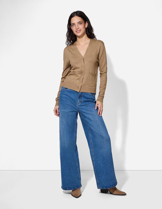 Kötött kardigán - Foltzsebek - fekete