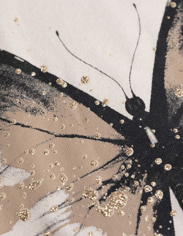 Póló - Csillámos nyomott minta - feher