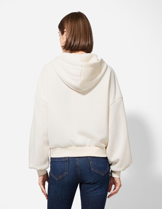 Cipzáros melegítőfelső - Zsinóros kapucni - feher