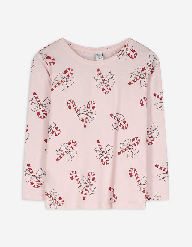 Hosszú ujjú felső - Elszórt nyomott minta - rozsaszin