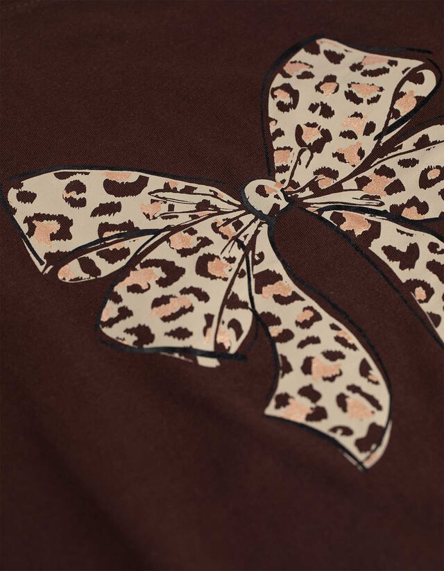 Póló - Csillámos nyomott minta - sötétbarna