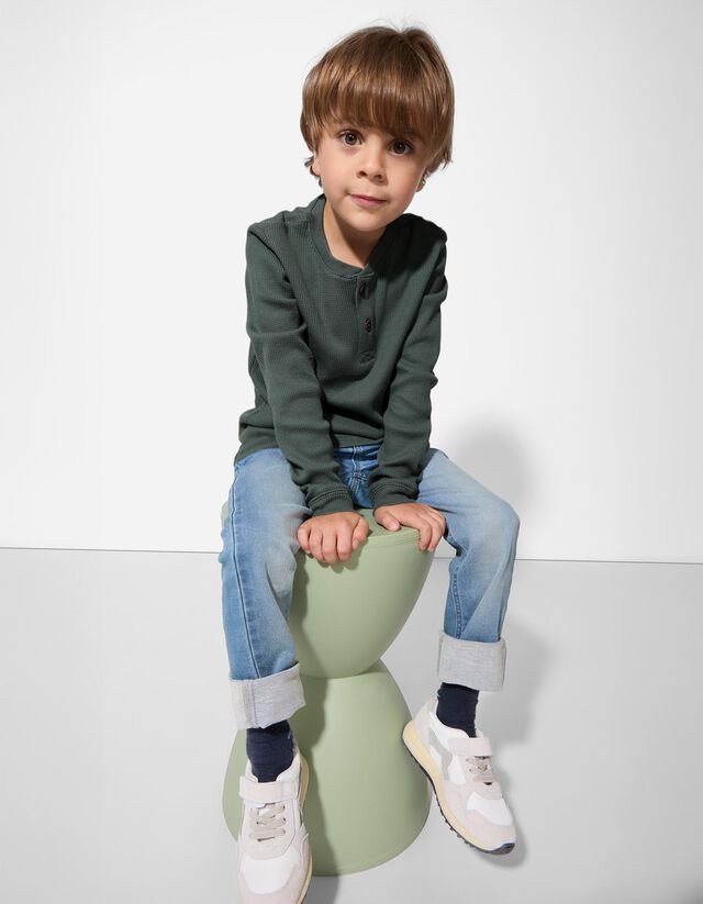 Hosszú ujjú felső - Henley nyakkivágás - sotetkek