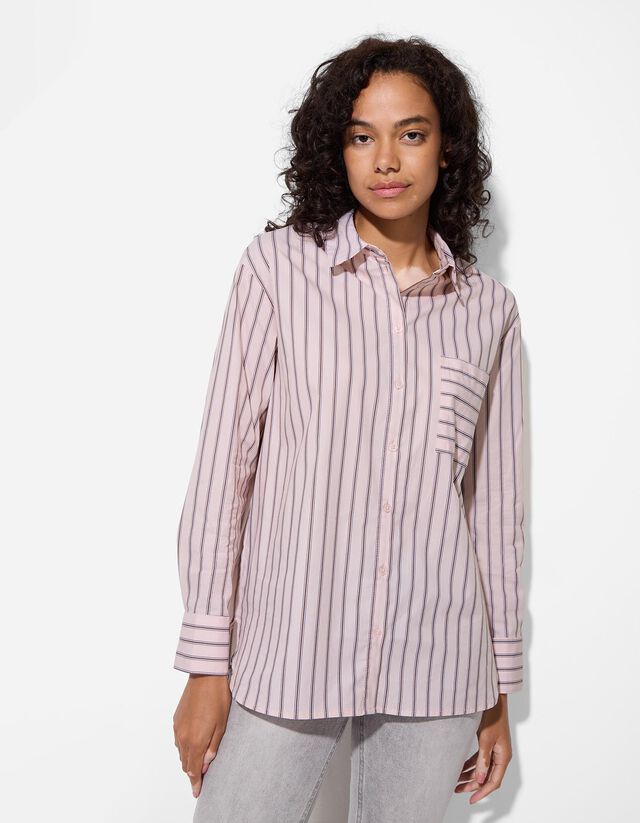 Blúz - Csíkos - világos barna