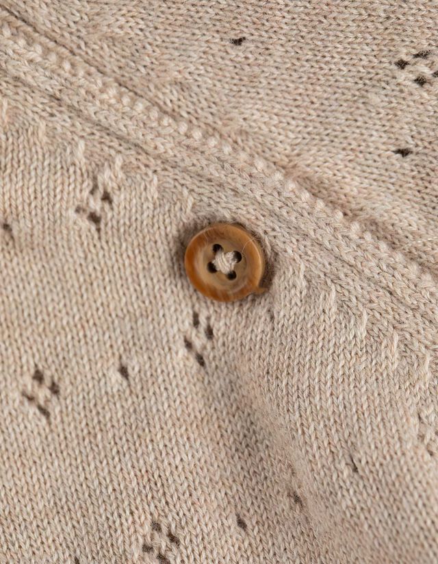 Kardigán - Perforált kötött - bézs