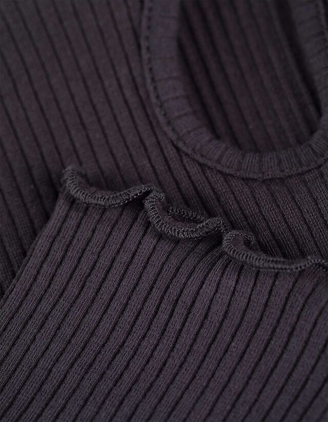 Hosszú ujjú felső - Bordázott - sötétszürke