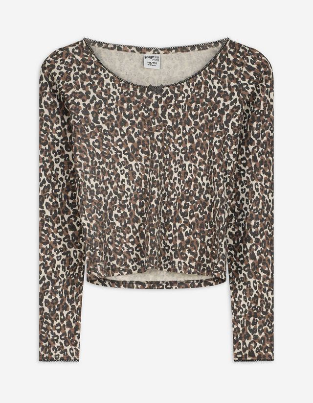 Hosszú ujjú felső - Párducmintás - bézs