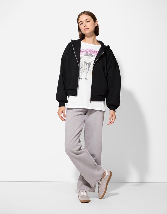 Cipzáros melegítőfelső - Zsinóros kapucni - feher