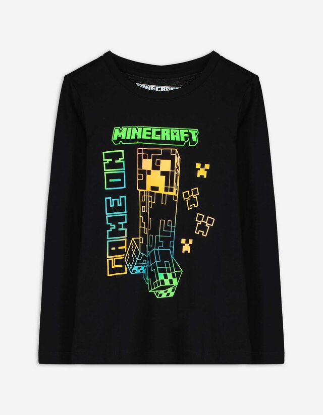 Hosszú ujjú felső - Minecraft - fekete