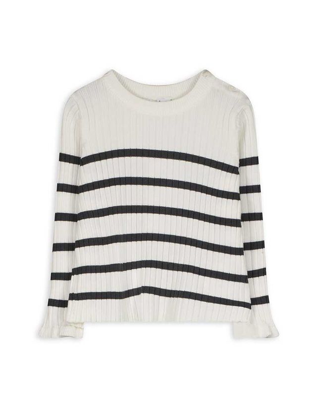 Pulóver - Bordázott - feher