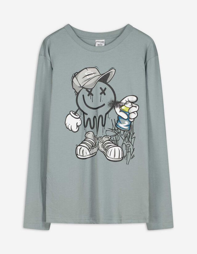 Hosszú ujjú felső - Elülső nyomtatás - bézs