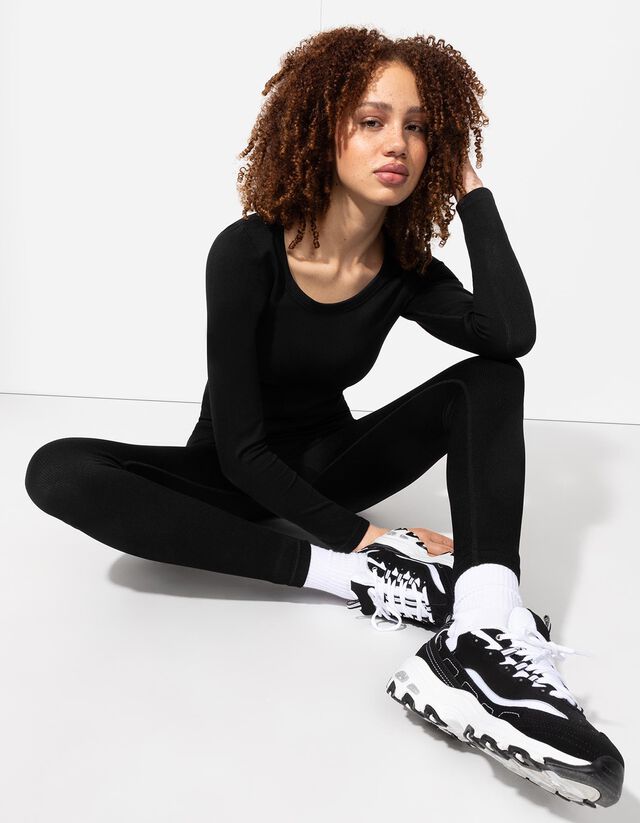 Legging - Bordázott - fekete