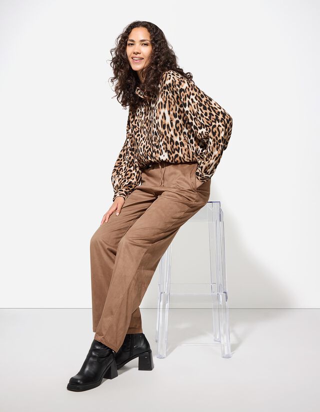 Szabadidőnadrág - Velúr utánzat - barna