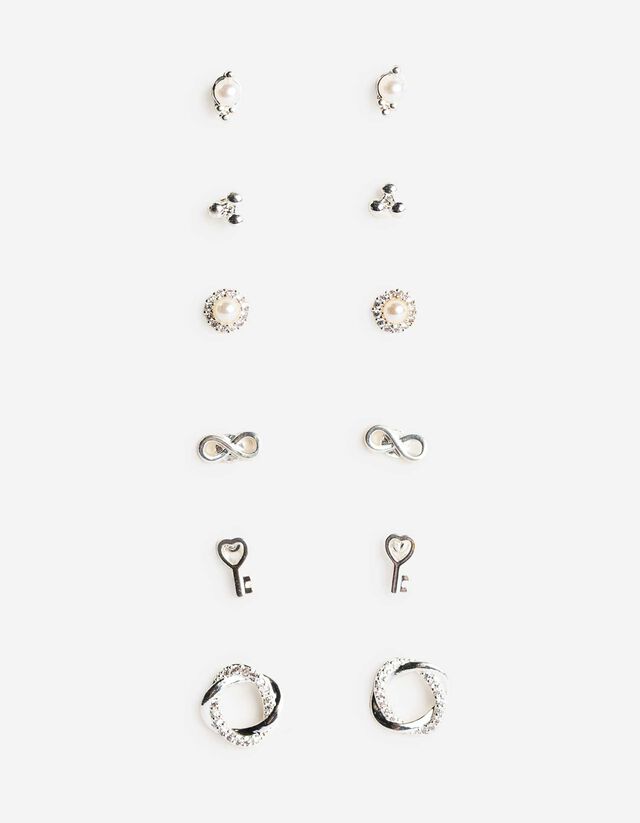 fülbevaló - 6 db-os csomag - ezust