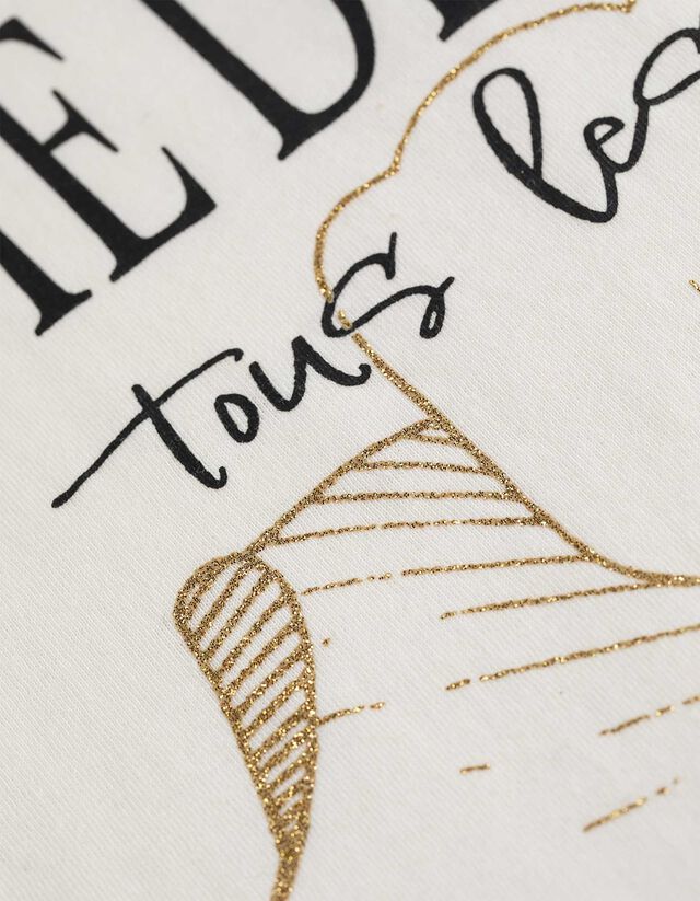 Póló - Csillámos nyomott minta - feher