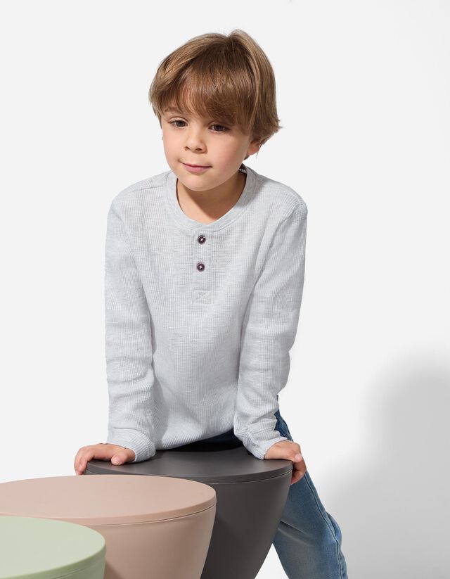 Hosszú ujjú felső - Henley nyakkivágás - sotetkek