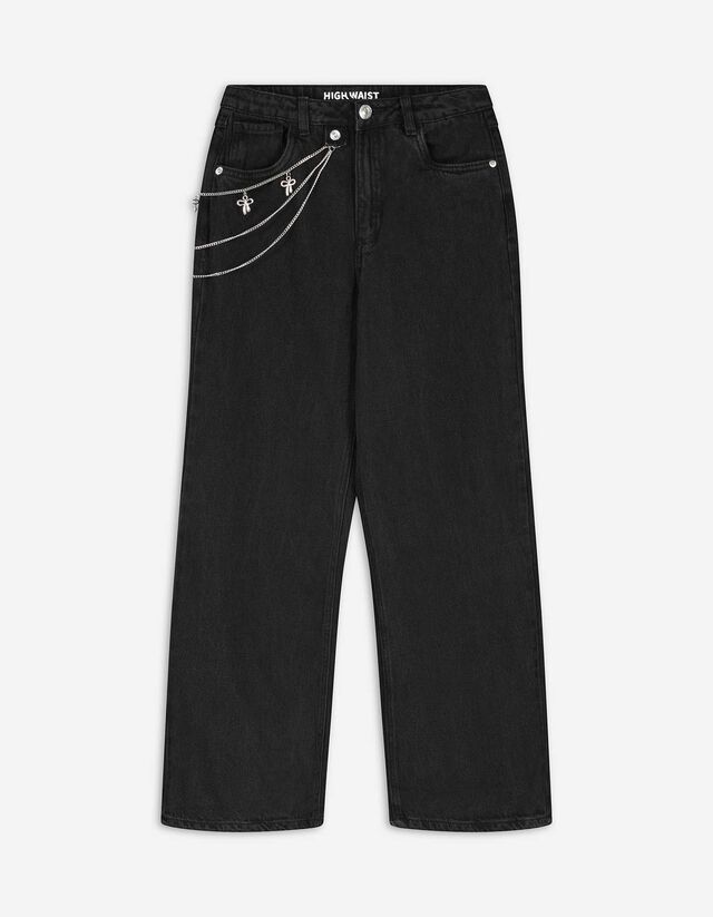 Farmernadrág - Láncrezszlet - fekete