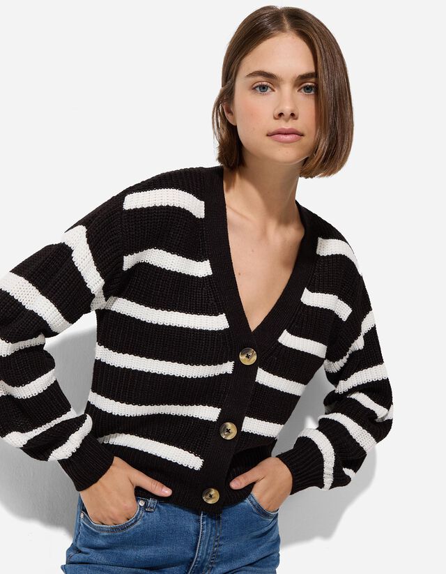 Kötött kardigán - Gombolópántos - sötétszürke