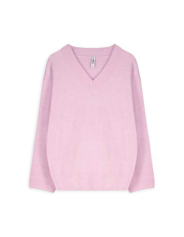 Pulóver - V-kivágás - vilagos szurke