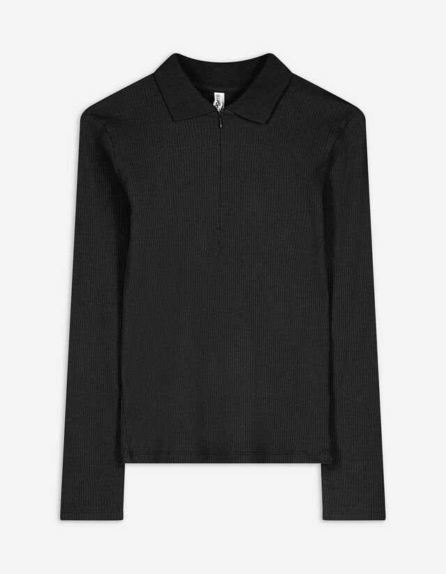 Hosszú ujjú póló - Bordázott - sotetlila