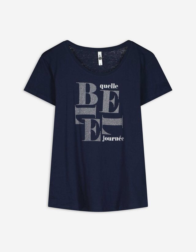 Póló - Csillámos nyomott minta - feher