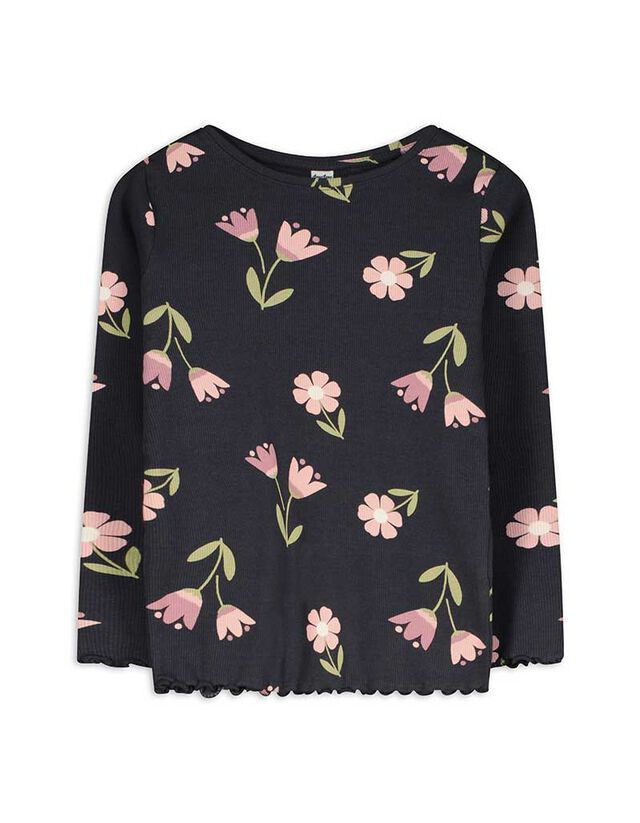 Hosszú ujjú felső - Elszórt nyomott minta - sötétszürke