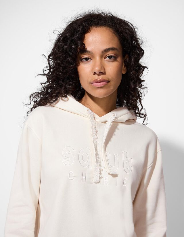 Kapucnis felső - Csipkerátéttel - szürke