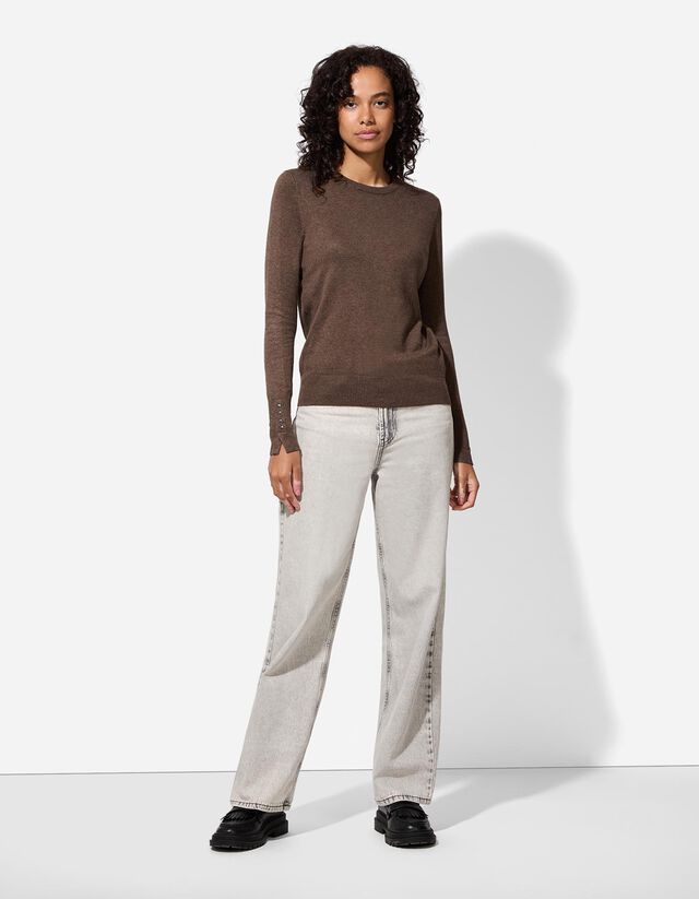 Pulóver - Díszgombokkal - sotetlila