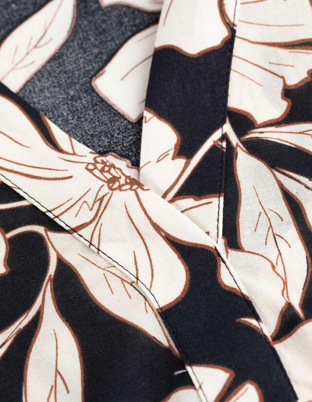 A-vonalú ruha - Virágmintás - fekete