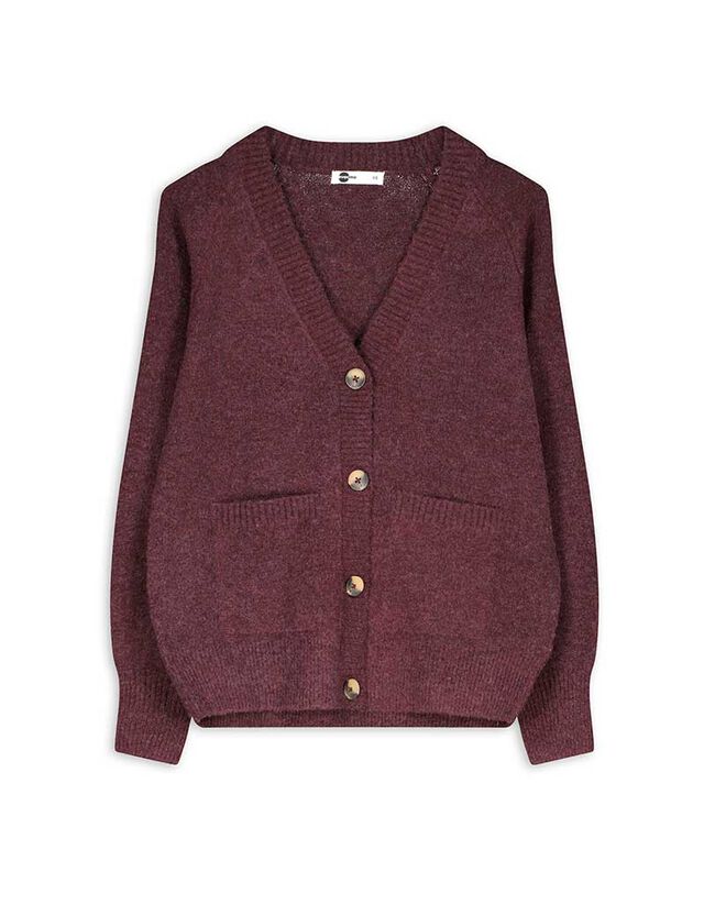 Kötött kardigán - Foltzsebek - sotetlila